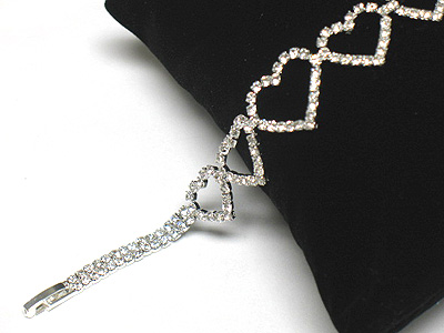 Rhinestone heart link bracelet