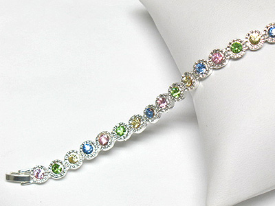 Multi color crystal link bracelet