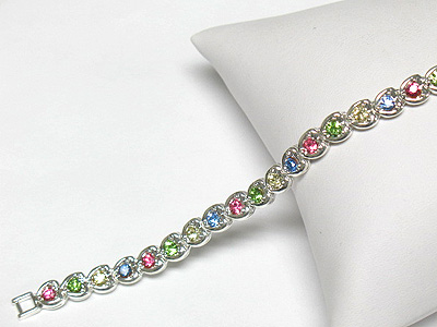 Multi color crystal link bracelet