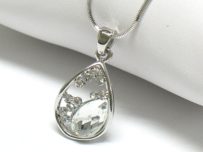 Made in korea whitegold plating crystal bubble pendant necklace