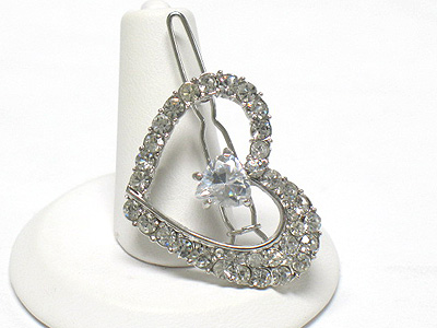 Crystal stud heart hair pin