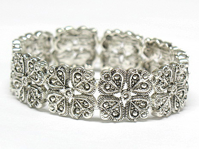 Marcasite looks metal stretch bracelet