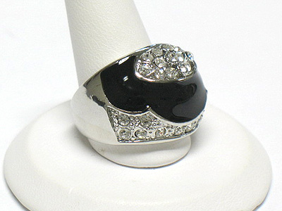 Crystal accent enamel metal ring