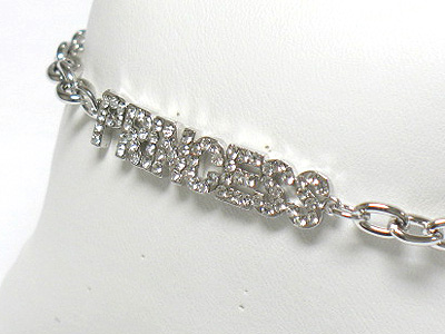 Made in korea whitegold plating crystal princess and chain bracelet