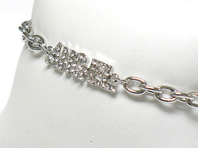 Made in korea whitegold plating crystal angel and chain bracelet