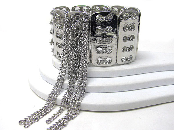 Large metal bar and chain link bracelet