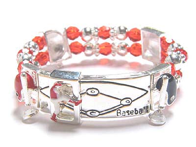 Baseball theme sliding ball bracelet