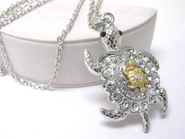 Crystal turtle pendant long necklace?