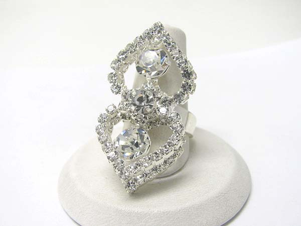 Crystal and rhinestone adjustable ring