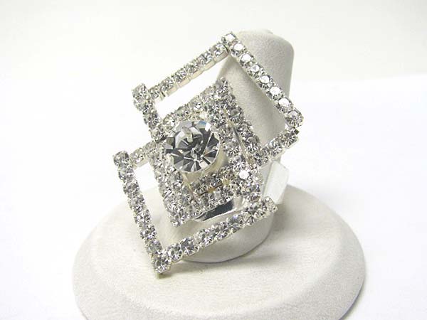 Crystal and rhinestone adjustable ring