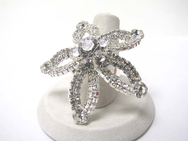 Crystal and rhinestone adjustable ring