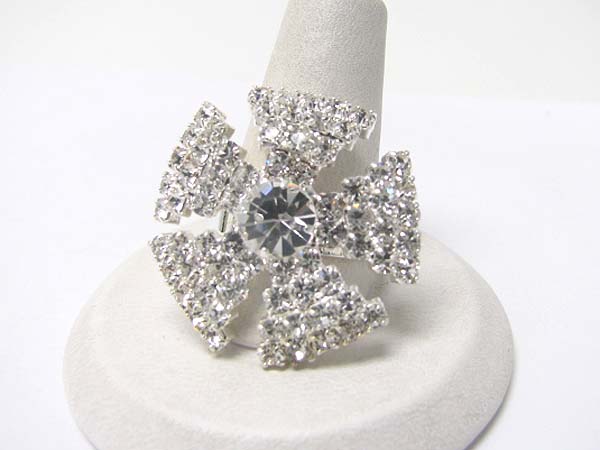 Crystal and rhinestone adjustable ring