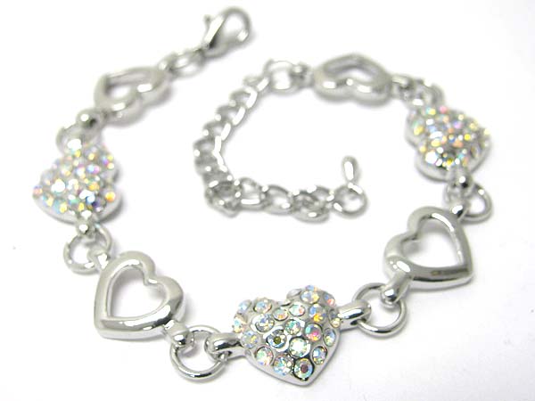 Crystal heart link bracelet