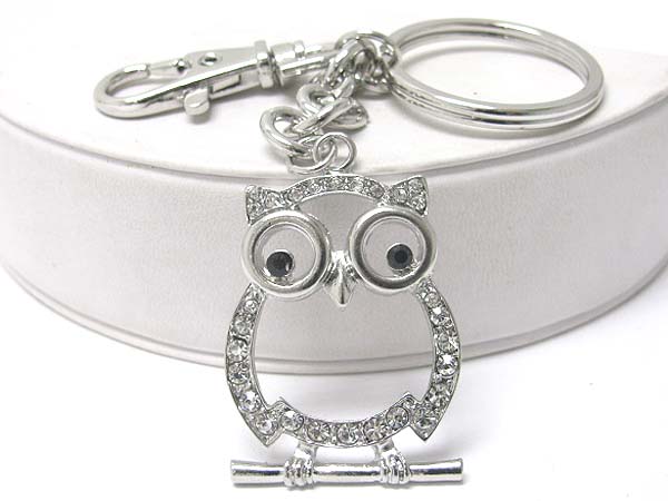 Crystal owl key chain charm