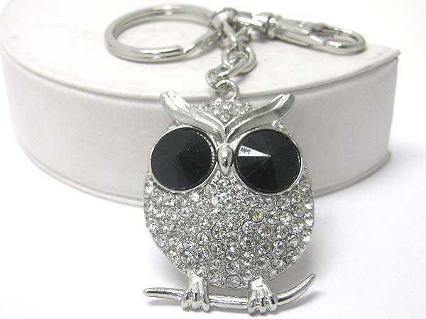 Crystal big eye owl key chain charm