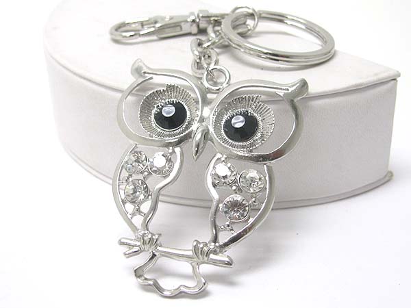 Crystal owl key chain charm