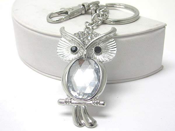 Crystal owl key chain charm