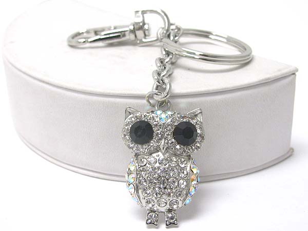 Crystal owl key chain charm