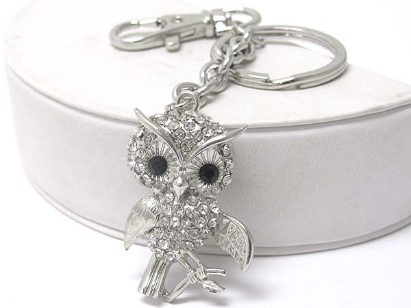 Crystal owl key chain charm