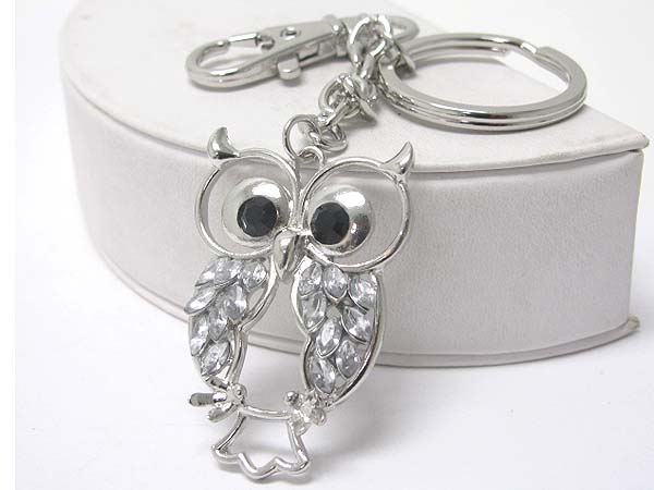 Crystal owl key chain charm