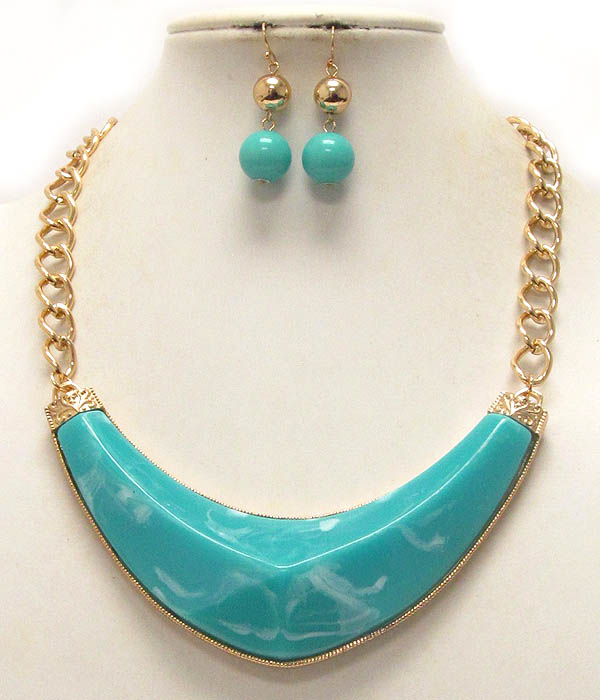 V shape resin half chocker necklace earring set