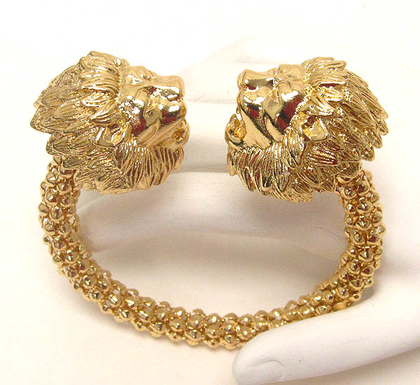 Rihanna style double lion head adjustable bracelet