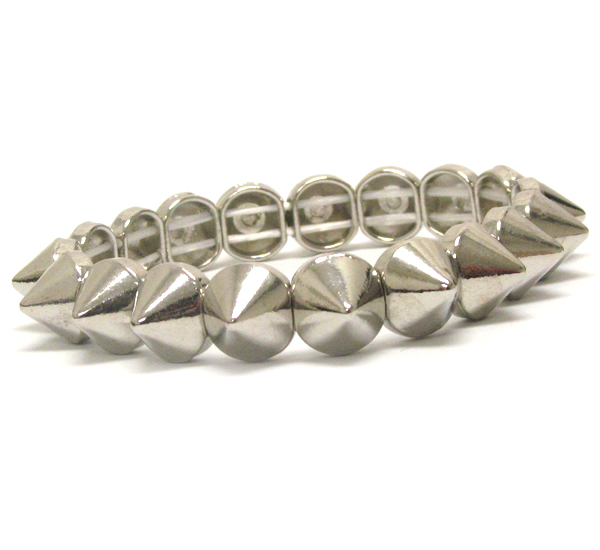 Multi metal spike link stretch bracelet