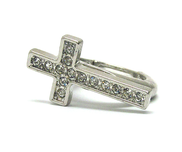 Crystal cross stretch ring