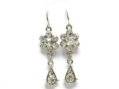 Crystal flower and drop earring