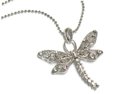 Crystal deco dragonfly pendant necklace