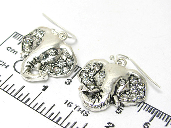 Crystal elephant desing with rhinestone eyes earring