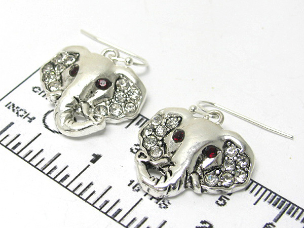 Crystal elephant desing with rhinestone eyes earring