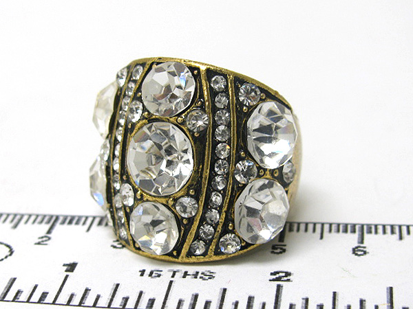 Glam punk rock multi size crystal stretch ring