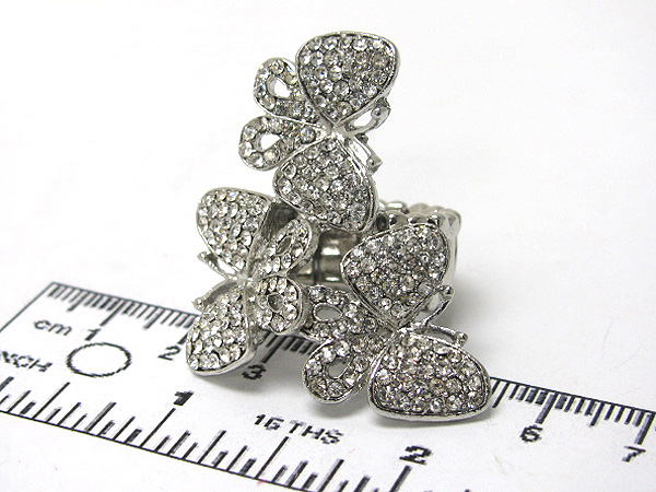 Three crystal butterfly stretch ring