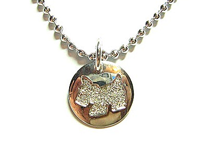 Made in korea whitegold plating agatha inspired dog round pendant necklace