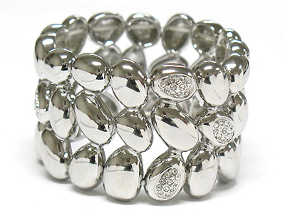 Crystal accent metal stretch bracelet