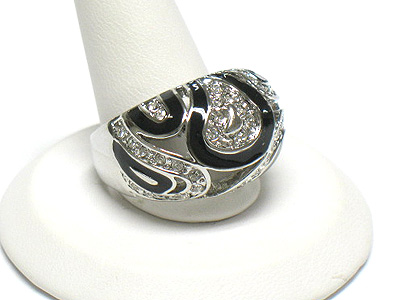 Crystal accent enamel metal ring