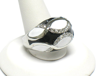 Crystal accent enamel metal ring