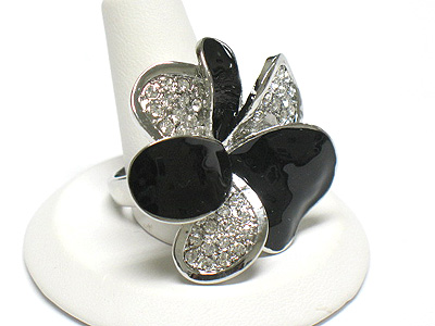 Crystal and enamel flower metal ring