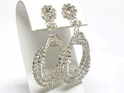 Multi rhinestone hoop drop earring - hoops