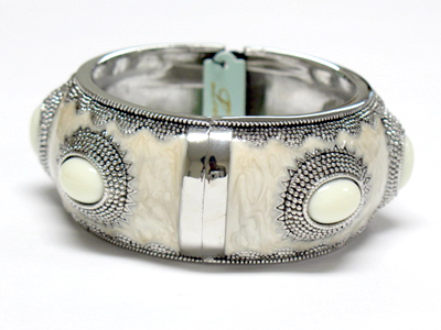 Marble stone metal hinge bangle