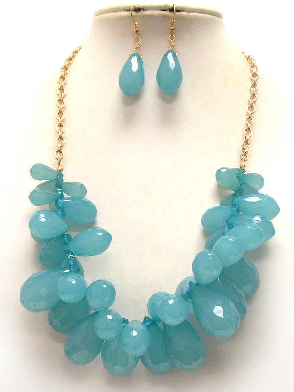 Multi size acrylic teardrop deco necklace earring set