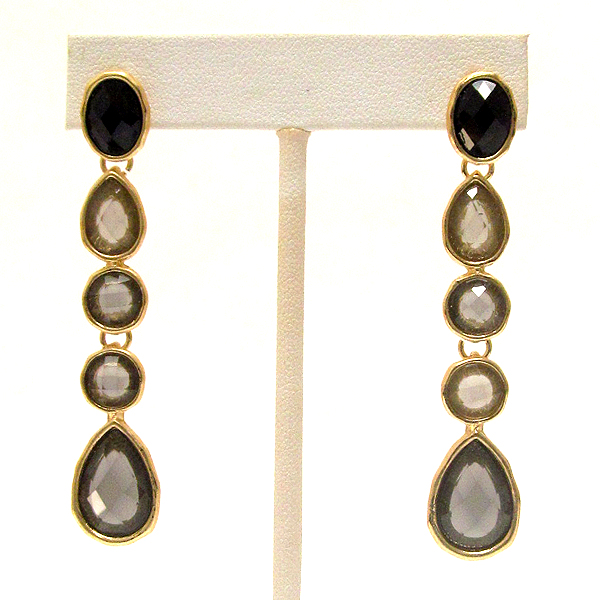 Multi shape facet acrylic stone drop earring