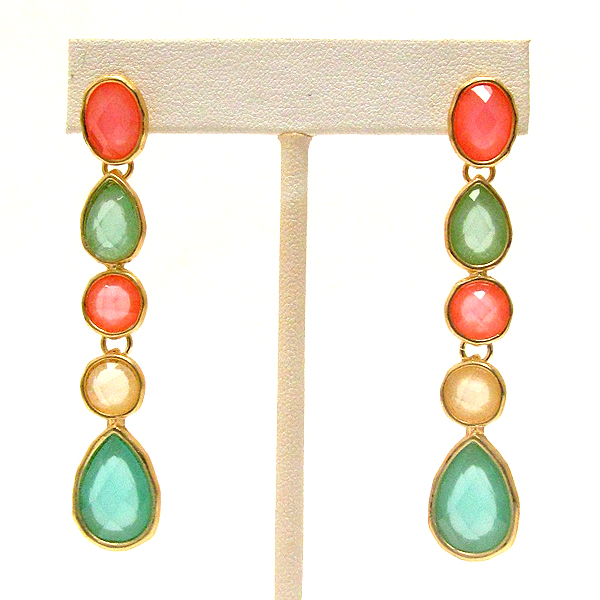 Multi shape facet acrylic stone drop earring