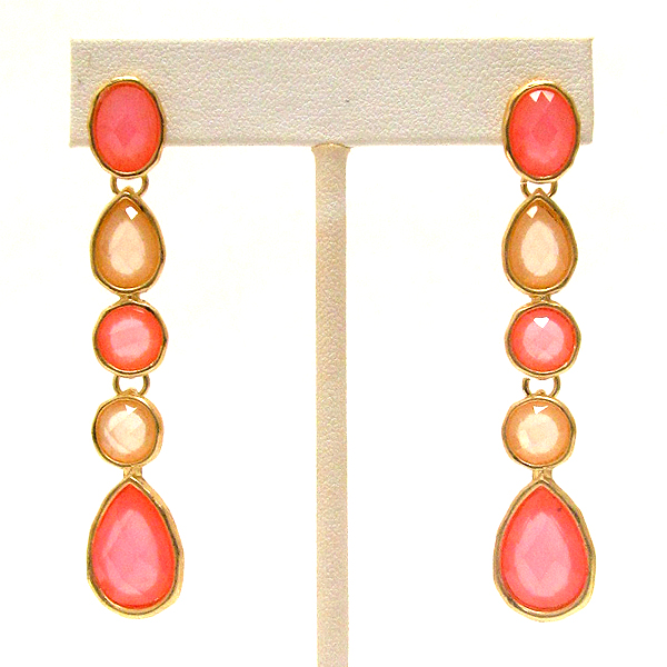 Multi shape facet acrylic stone drop earring