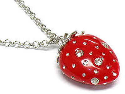 Crystal stud strawberry necklace