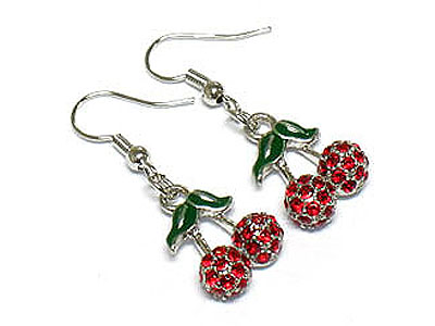 Crystal and enamel cherry earring