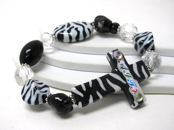 Animal painted acrylic cross stertch bracelet