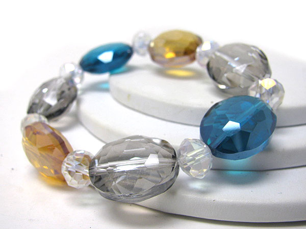 Facet glass bead link stretch bracelet