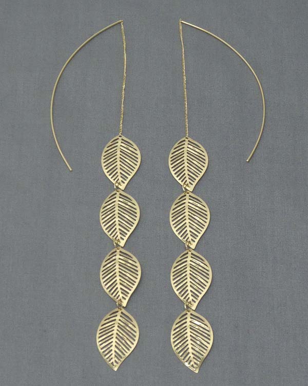 Metal filigree multi leaf drop earring